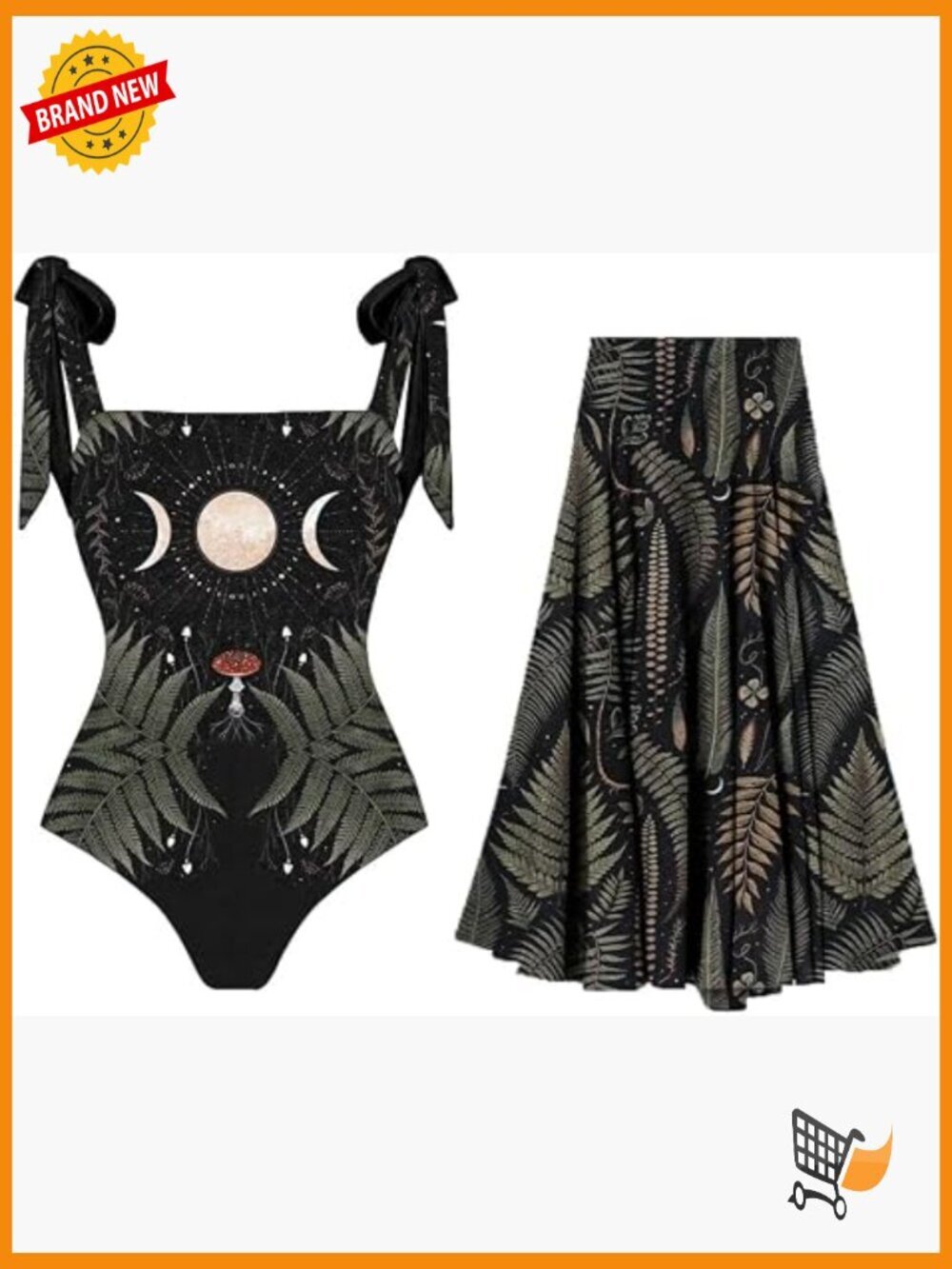 Tummy Control One Piece Swimsuit with Skirt Set